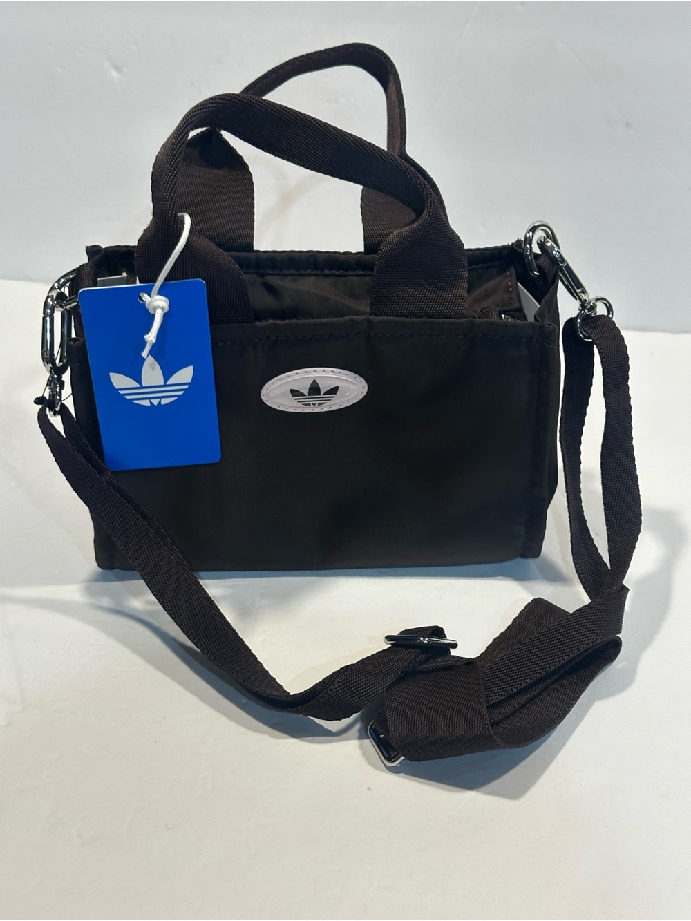 adidas Brown Nylon Mini Tote with Detachable Strap